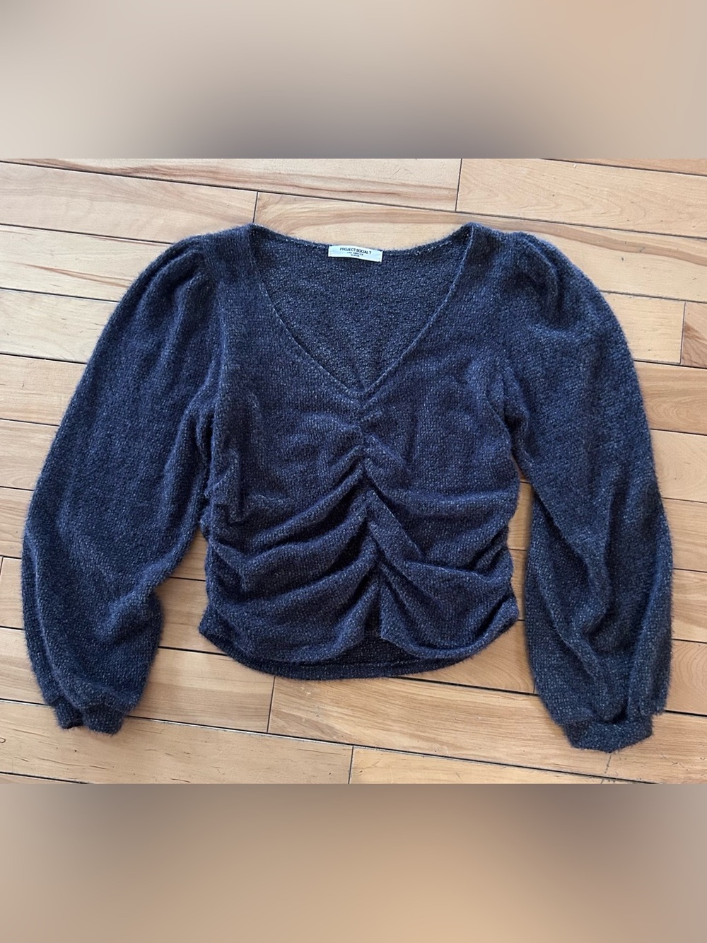Project Social T Ruched V-Neck Long Sleeve Knit Top